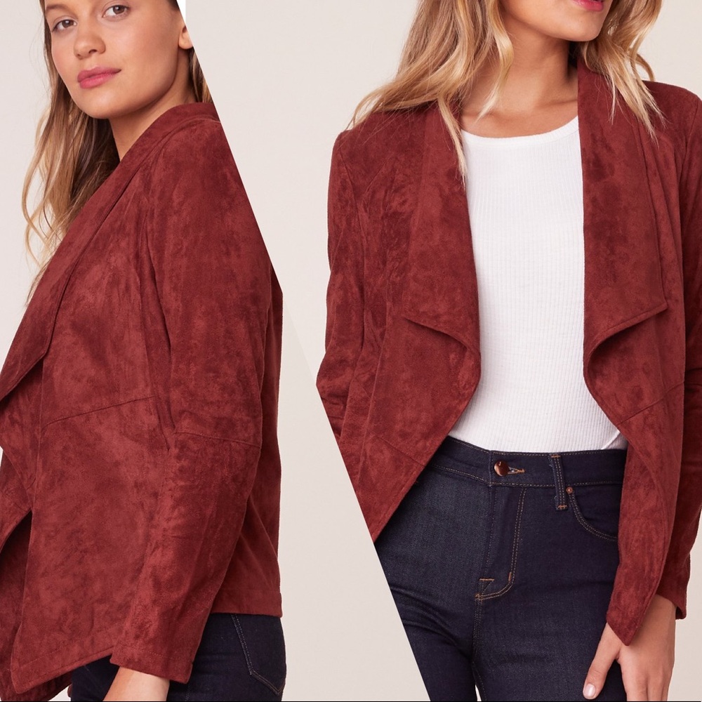 BB DAKOTA Rust Wade Faux Suede Open Front Jacket